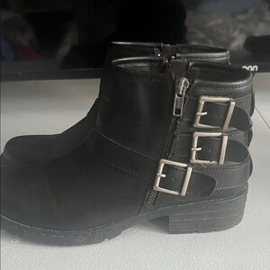 boc Black Ankle Boots with Double Buckle